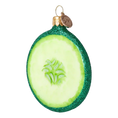 Load image into Gallery viewer, Cucumber Slice. Handmade Glass Christmas ornament.