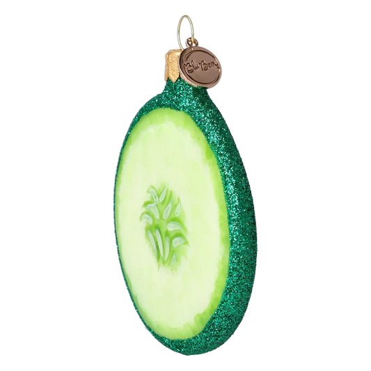 Cucumber Slice. Handmade Glass Christmas ornament.