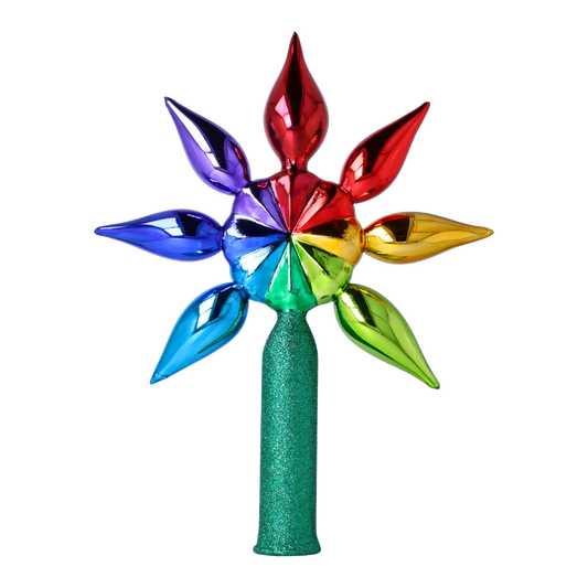 Colored Star Handmade Glass Christmas ornament.
