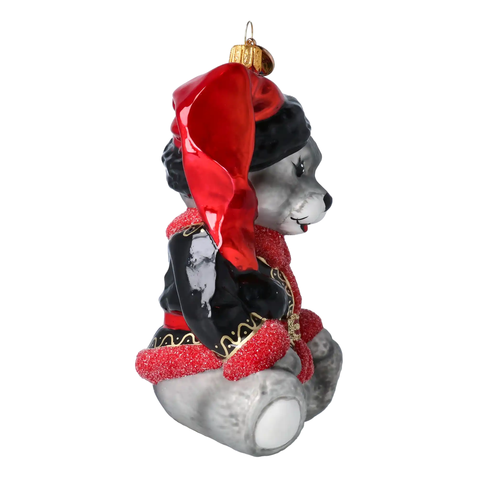 Festive Teddy Bear Handmade Glass Christmas ornament.