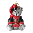 Load image into Gallery viewer, Festive Bear in a Holiday Hat Teddy Bear Handmade Glass Christmas ornament. 2022-373