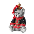 Load image into Gallery viewer, Festive Bear in a Holiday Hat Teddy Bear Handmade Glass Christmas ornament. 2022-373