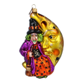 Load image into Gallery viewer, The Witch and the Golden Moon - Night Spells. Handmade Glass Christmas ornament.