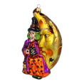 Load image into Gallery viewer, The Witch and the Golden Moon - Night Spells. Handmade Glass Christmas ornament.