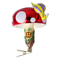 Load image into Gallery viewer, Mushroom house with snail. Handmade Glass Christmas ornament.