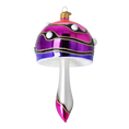 Load image into Gallery viewer, Mushroom-shaped bauble in shades of pink and purple. Handmade Glass Christmas ornament.