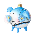 Load image into Gallery viewer, Bluebell Piggy Handmade Glass Christmas ornament Pig 2022-618
