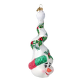 Load image into Gallery viewer, Twizzle the Snowcap Handmade Glass Christmas ornament Snowman