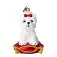 Load image into Gallery viewer, Fluffy Maltese Handmade Glass Christmas ornament Maltese