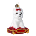 Load image into Gallery viewer, Fluffy Maltese Handmade Glass Christmas ornament Maltese