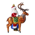 Load image into Gallery viewer, Santa & His Reindeer Handmade Glass Christmas ornament