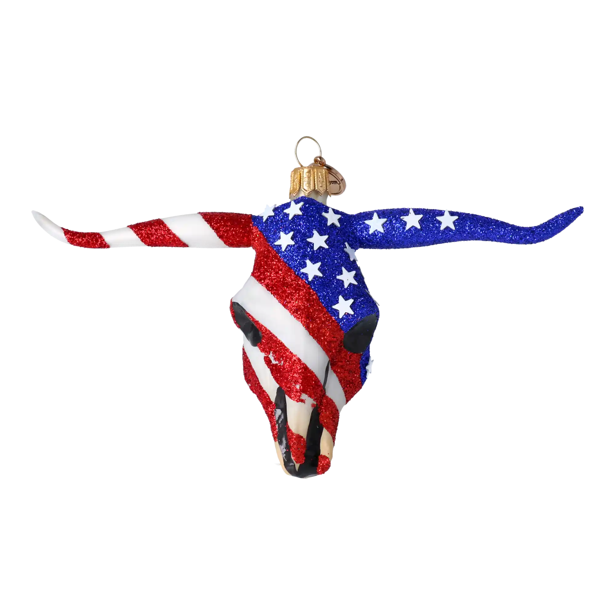Patriotic Buffalo - American Decoration. Handmade Glass Christmas ornament.