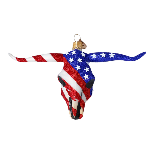 Patriotic Buffalo - American Decoration. Handmade Glass Christmas ornament.