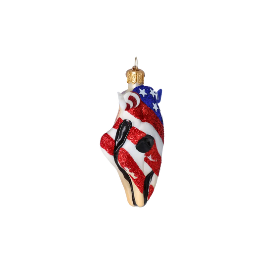Patriotic Buffalo - American Decoration. Handmade Glass Christmas ornament.