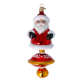 Load image into Gallery viewer, Ornament Merry Santa Claus on a spinning wheel. Handmade Glass Christmas ornament.
