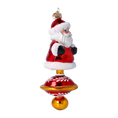 Load image into Gallery viewer, Ornament Merry Santa Claus on a spinning wheel. Handmade Glass Christmas ornament.
