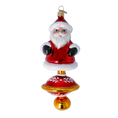 Bild in die Galerieansicht laden, Ornament Merry Santa Claus on a spinning wheel. Handmade Glass Christmas ornament. 2024-255
