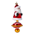 Bild in die Galerieansicht laden, Ornament Merry Santa Claus on a spinning wheel. Handmade Glass Christmas ornament. 2024-255