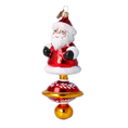 Bild in die Galerieansicht laden, Ornament Merry Santa Claus on a spinning wheel. Handmade Glass Christmas ornament. 2024-255