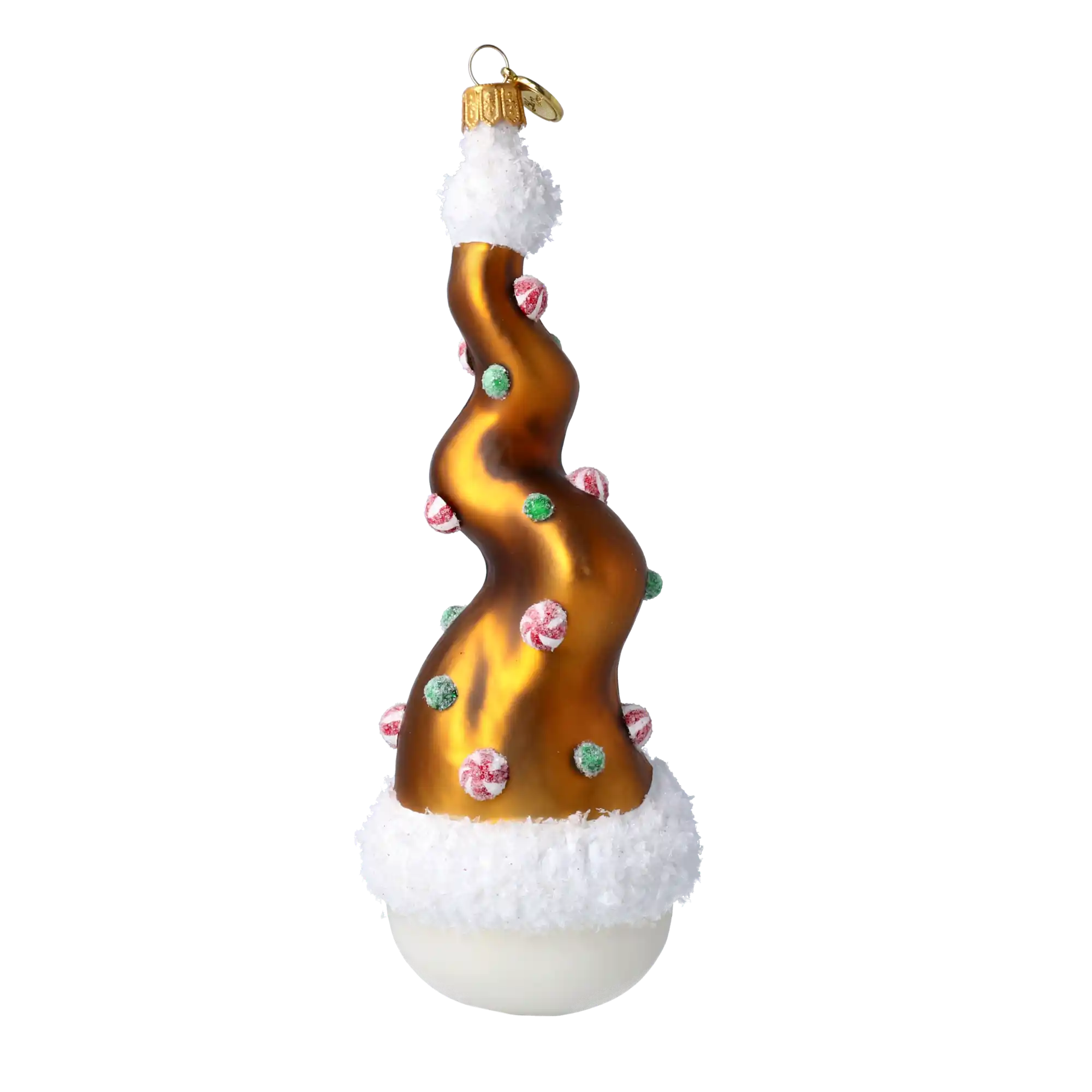 Candy Capped Snowman Handmade Glass Christmas ornament