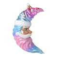 Load image into Gallery viewer, Sugar Moon ornament. Handmade Glass Christmas ornament.