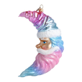 Load image into Gallery viewer, Sugar Moon ornament. Handmade Glass Christmas ornament.