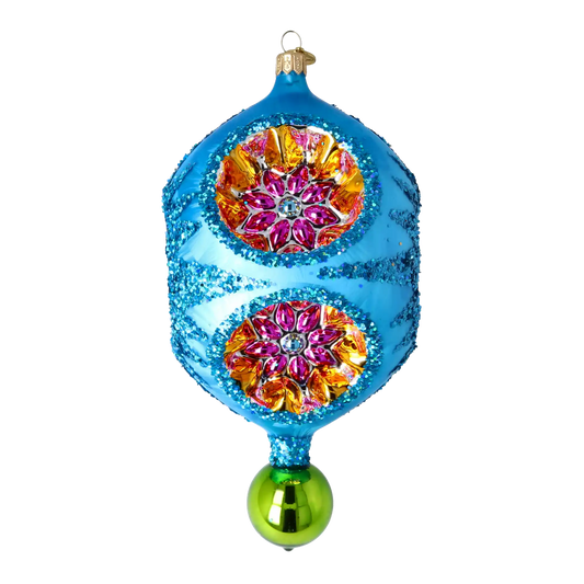 PRE-ORDER Cosmic Bloom in Sapphire Sky Glass Christmas Collection: Celestial Jewel Ornaments