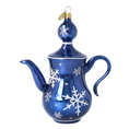Load image into Gallery viewer, Midnight Snow Tea Pot Free Blowing Glass Teacup Ornament 2026-113