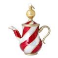 Load image into Gallery viewer, Festive Holly Tea Pot Free Blowing Glass Ornament 2026-121