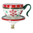 Load image into Gallery viewer, Winter Snowflake Cup Free Blowing Glass Teacup Ornament 2026-122