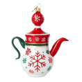 Load image into Gallery viewer, Snowflake Noel Tea Pot Free Blowing Glass Ornament 2026-123