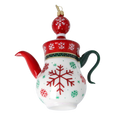 Load image into Gallery viewer, Snowflake Noel Tea Pot Free Blowing Glass Ornament 2026-123