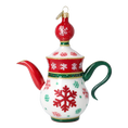 Load image into Gallery viewer, Classic Snowflake Tea Pot Free Blowing Glass Ornament 2026-125