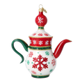 Load image into Gallery viewer, Classic Snowflake Tea Pot Free Blowing Glass Ornament 2026-125
