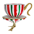 Load image into Gallery viewer, Holiday Stripe Cup Free Blowing Glass Teacup Ornament 2026-126