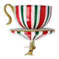 Load image into Gallery viewer, Holiday Stripe Cup Free Blowing Glass Teacup Ornament 2026-126