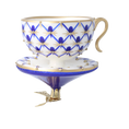 Load image into Gallery viewer, Imperial Cobalt Teacup Premium christmas glass ornament 2026-152