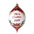 Load image into Gallery viewer, Personalized Winter Holly Drop in Ruby | Hand-Painted Glass Ornament | Blubom 2027-034