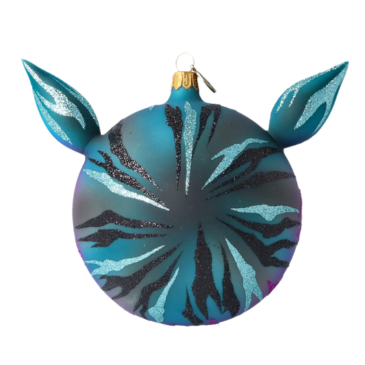 Moon Cat. Handmade Glass Christmas ornament. 2020-017