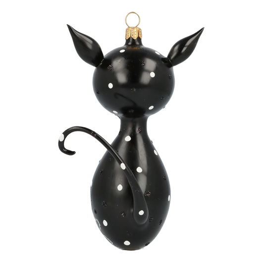 Cat and Mouse. Handmade Glass Christmas ornament. 2020-018