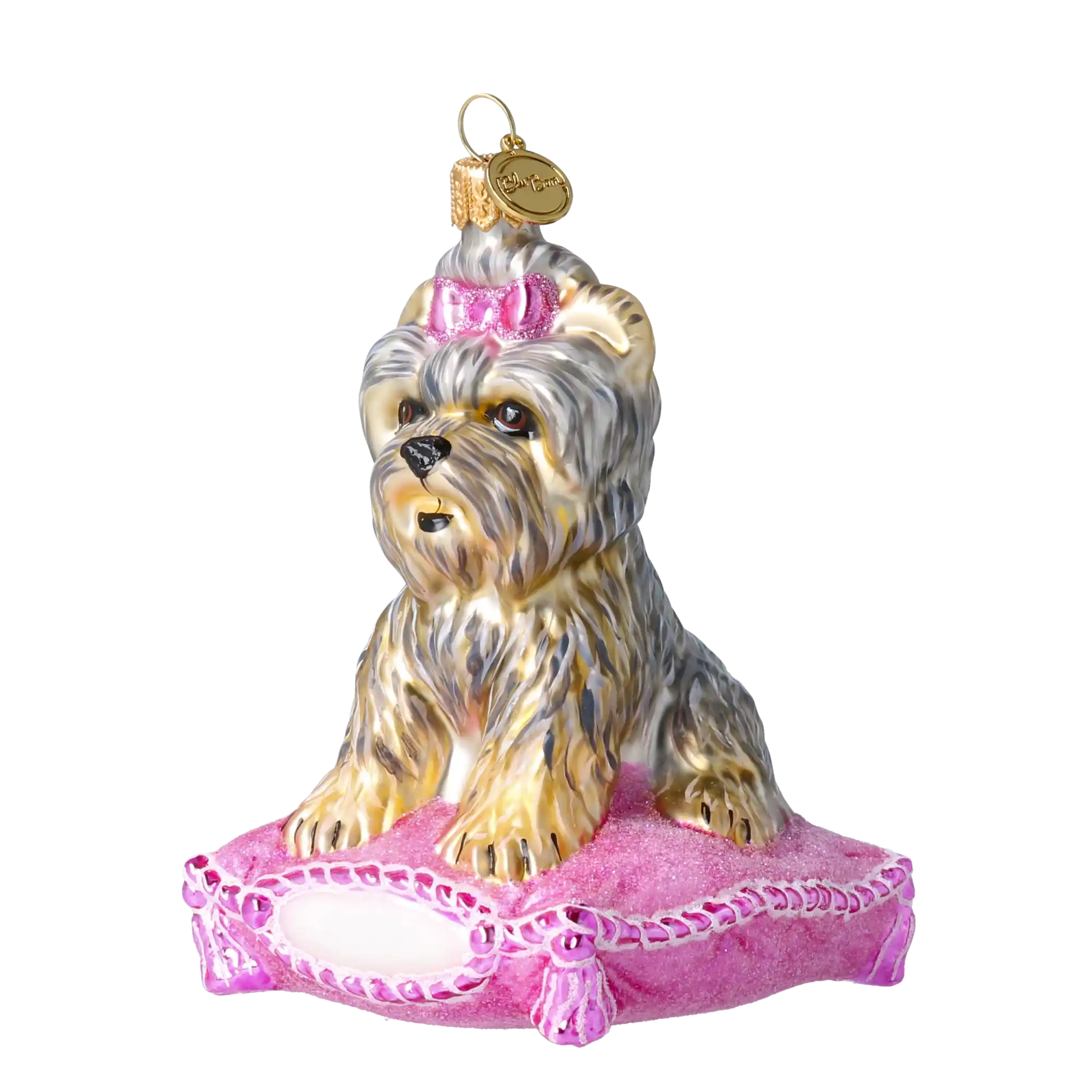Miss Yorkie. Handmade Glass Christmas ornament Yorkshire Terrier