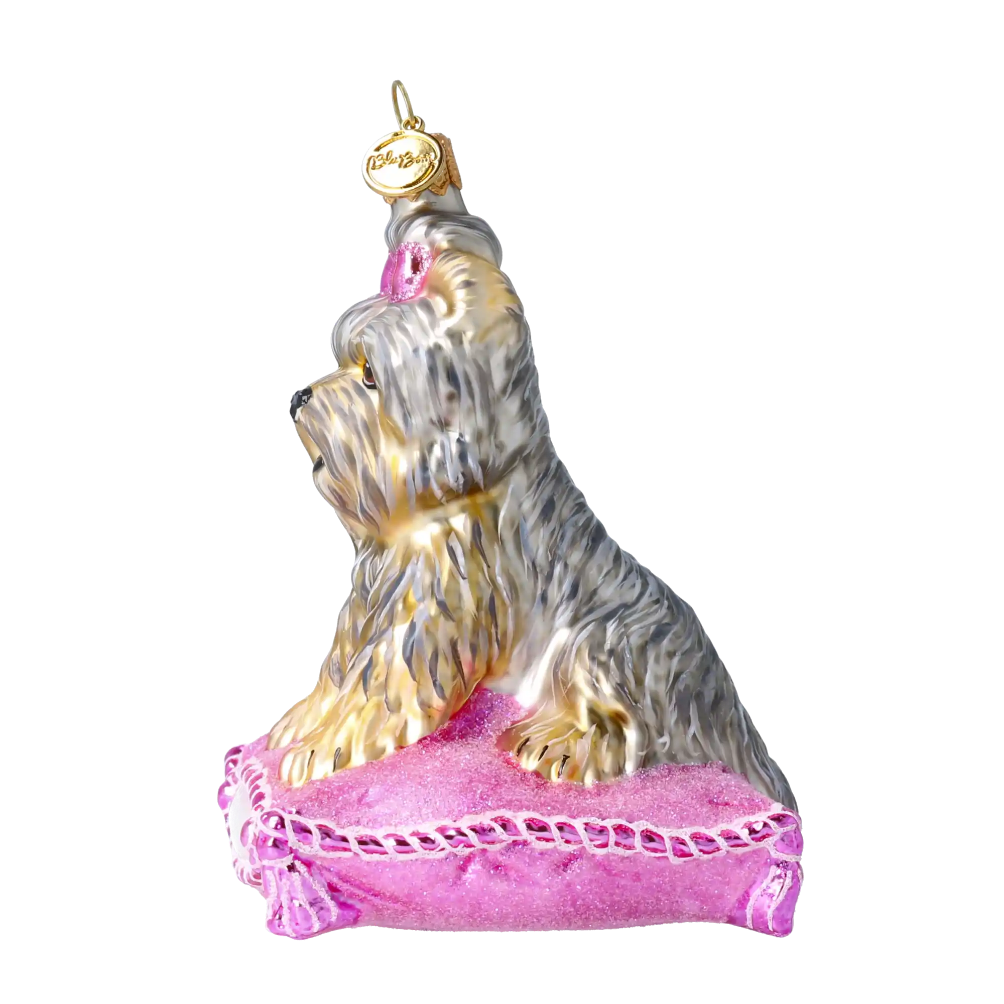 Miss Yorkie. Handmade Glass Christmas ornament Yorkshire Terrier