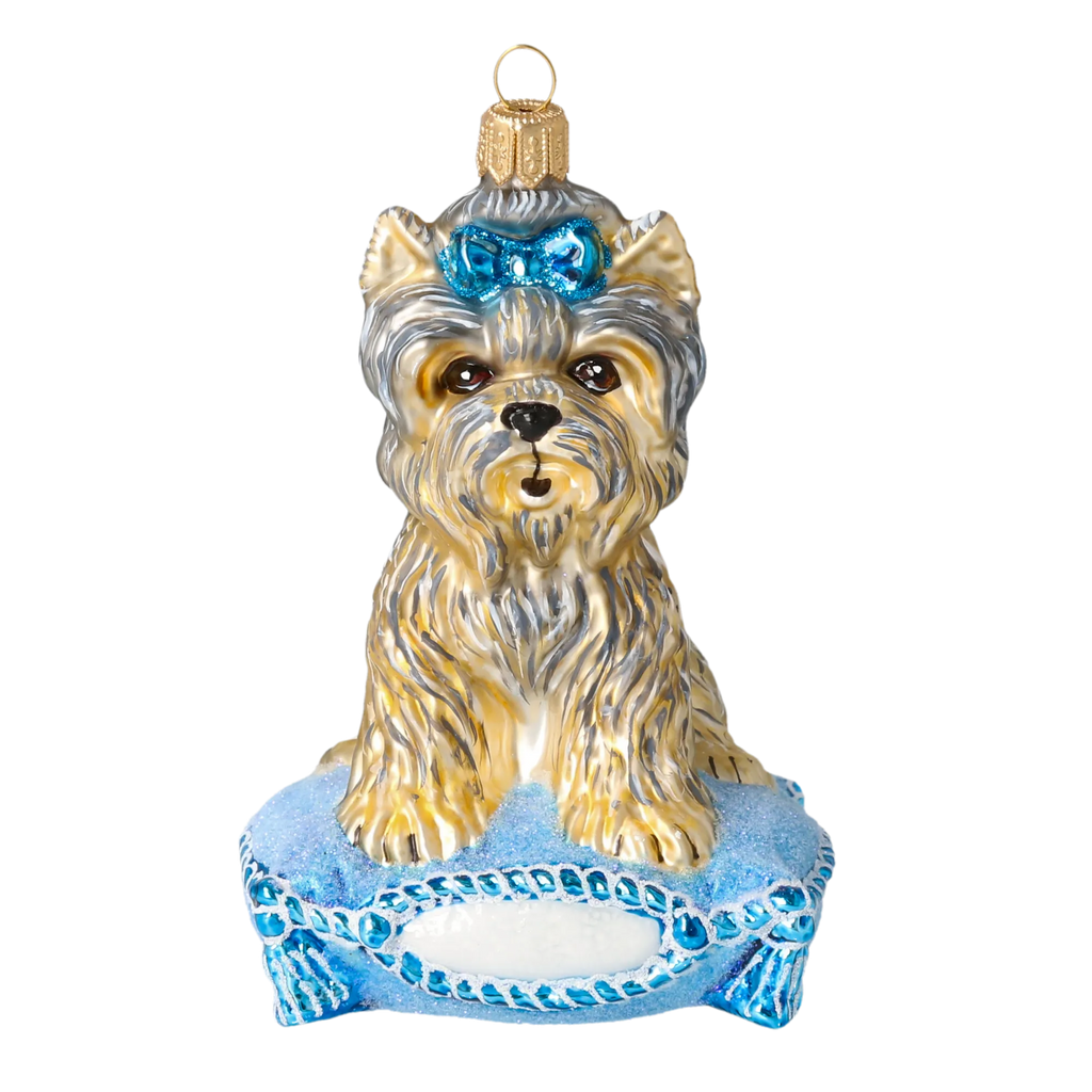 Noble Companion Sapphire Bow | Hand-Painted Glass Ornament | Blubom 2020-040