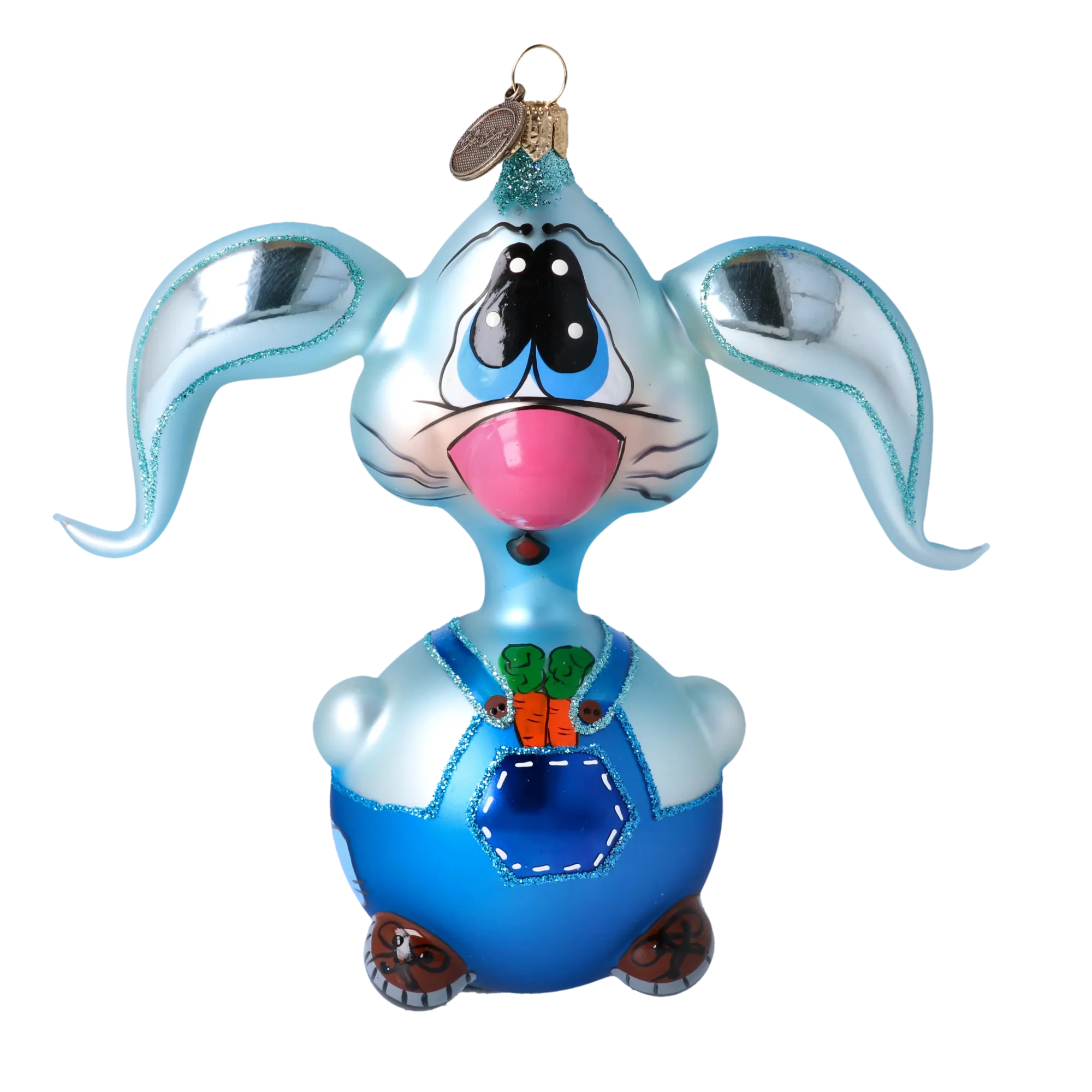 Joyful Hare. Handmade Glass Christmas ornament. 2020-042