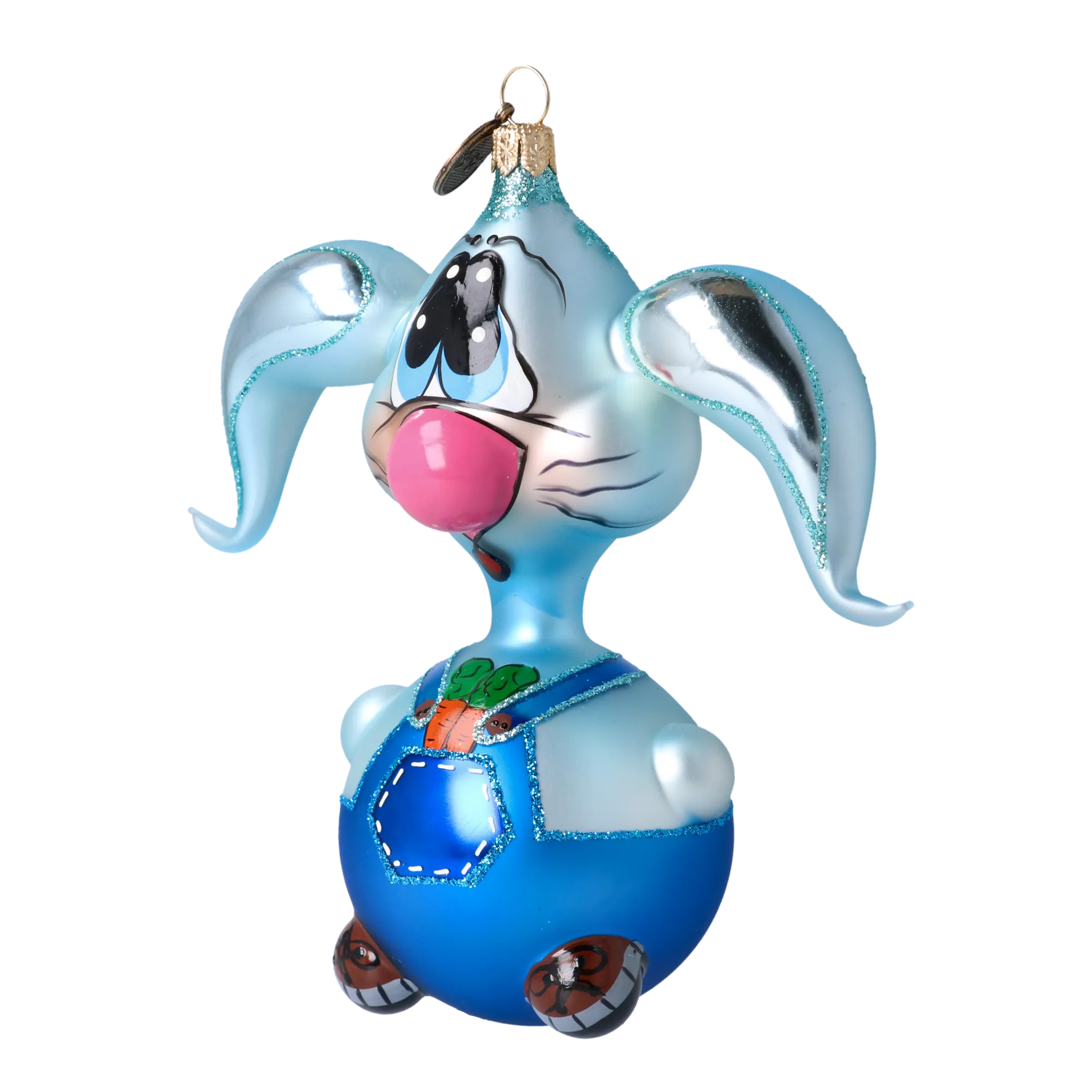 Joyful Hare. Handmade Glass Christmas ornament. 2020-042