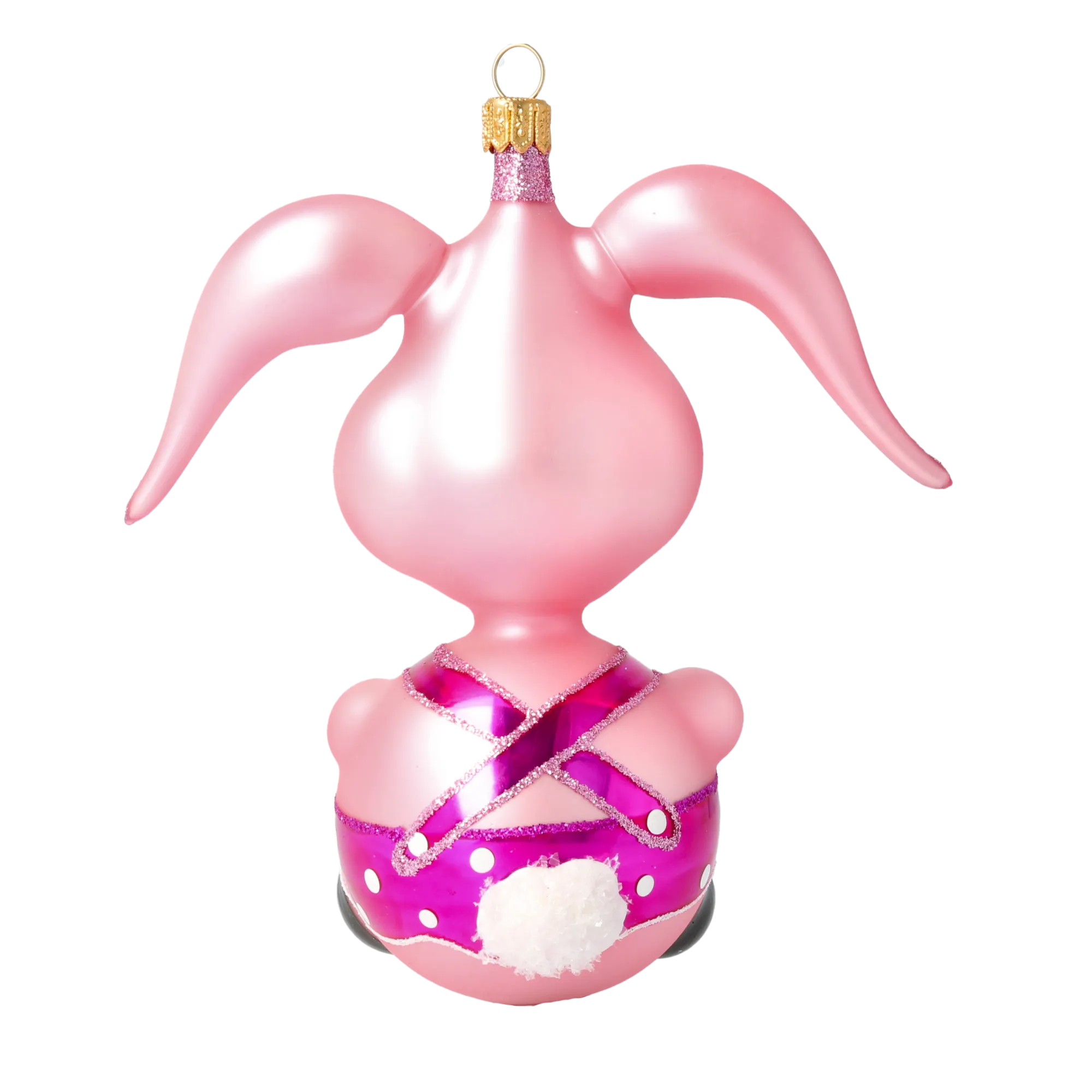 Pink Rabbit. Handmade Glass Christmas ornament. 2020-043