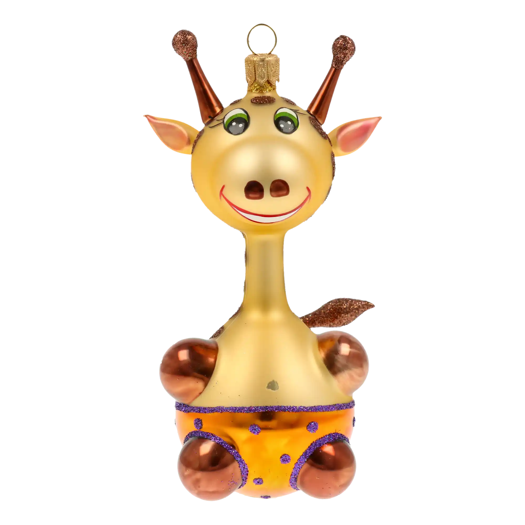 Giggly Giraffe Handmade Glass Christmas ornament. free blowing