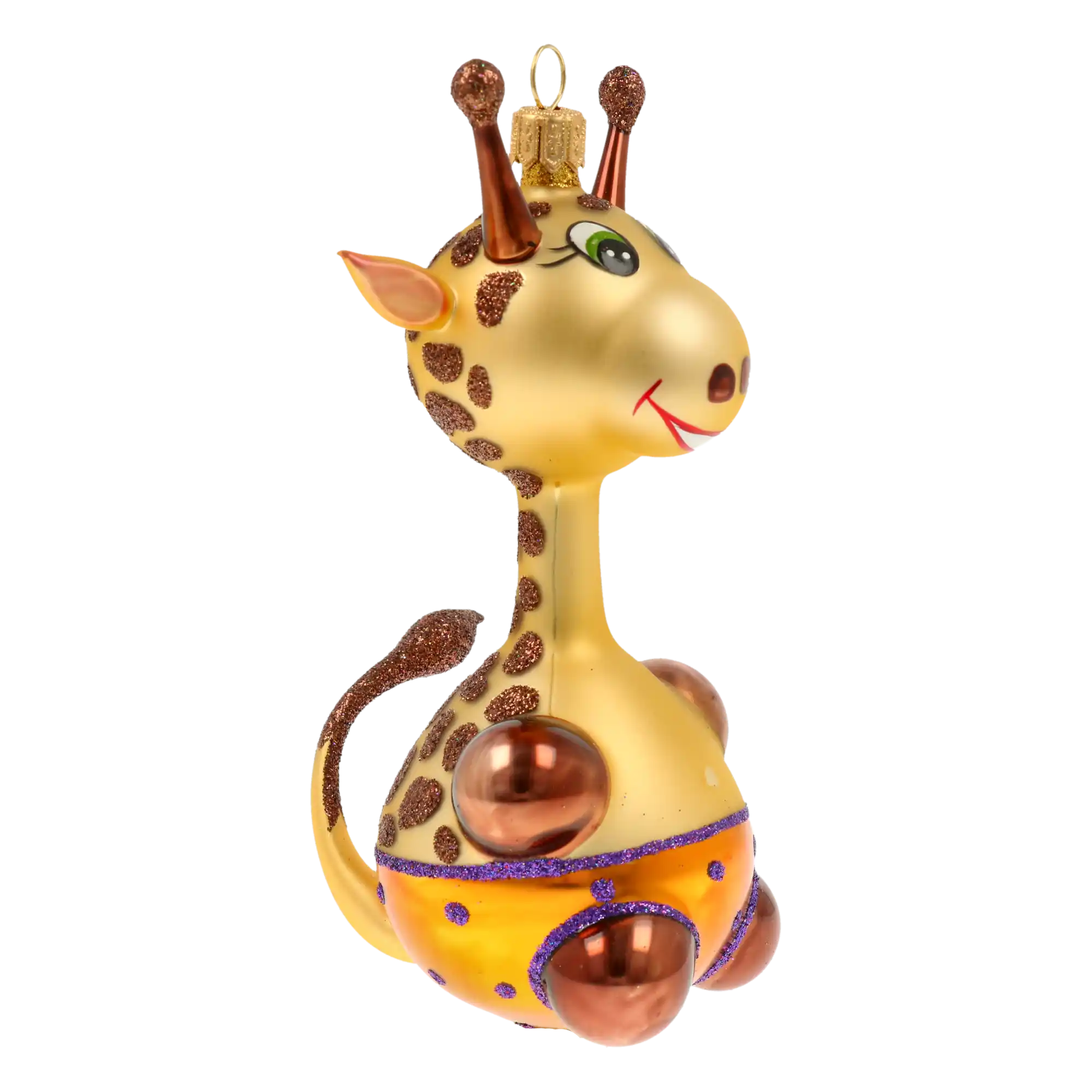 Giggly Giraffe Handmade Glass Christmas ornament. free blowing