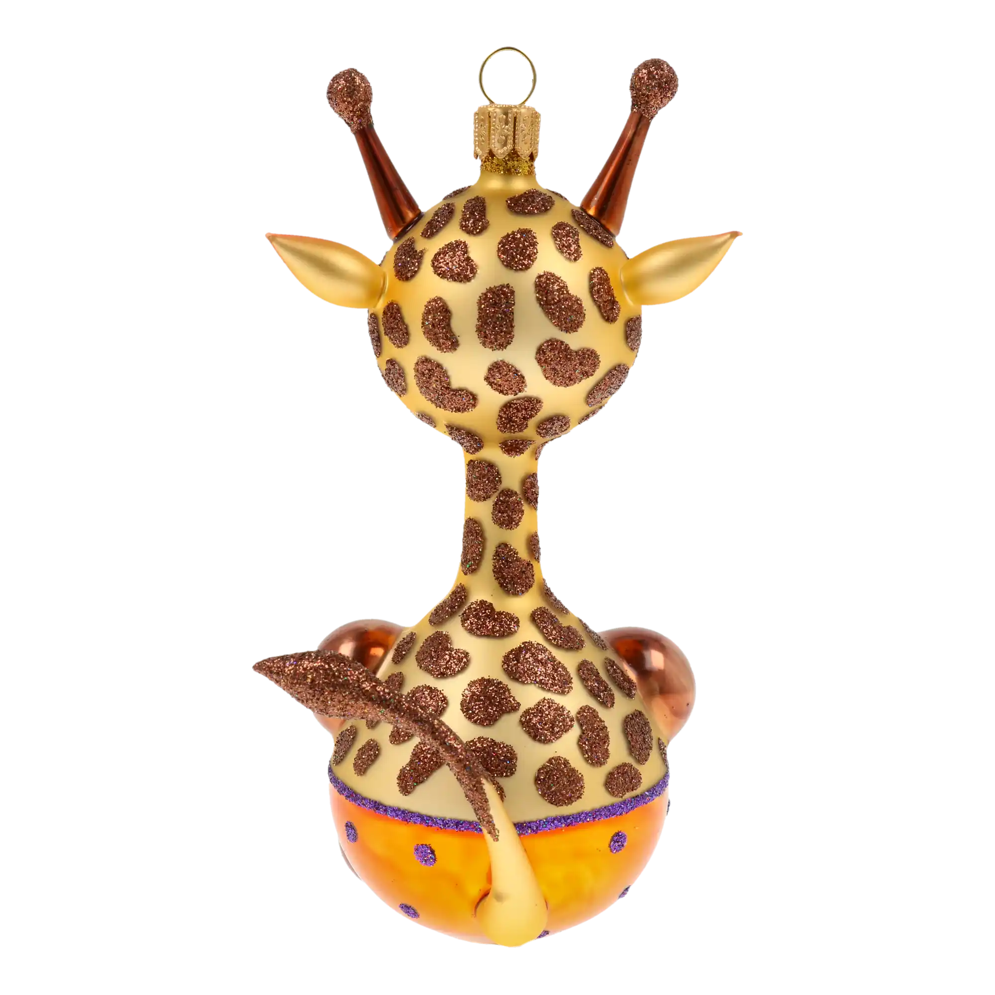 Giggly Giraffe Handmade Glass Christmas ornament. free blowing