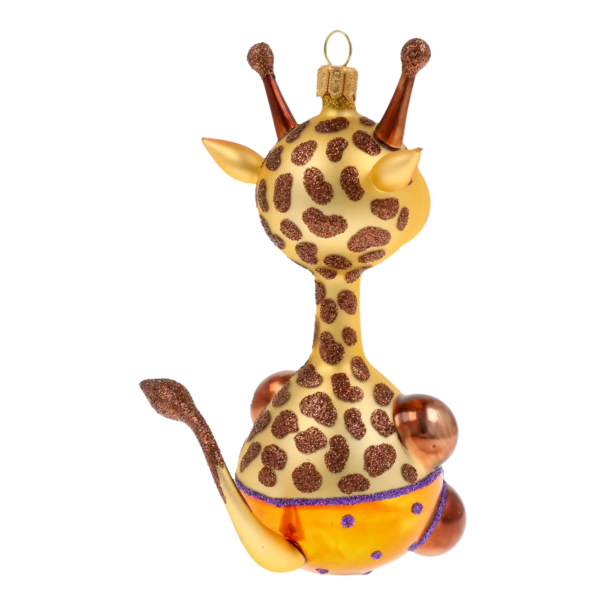 Giggly Giraffe Handmade Glass Christmas ornament. free blowing